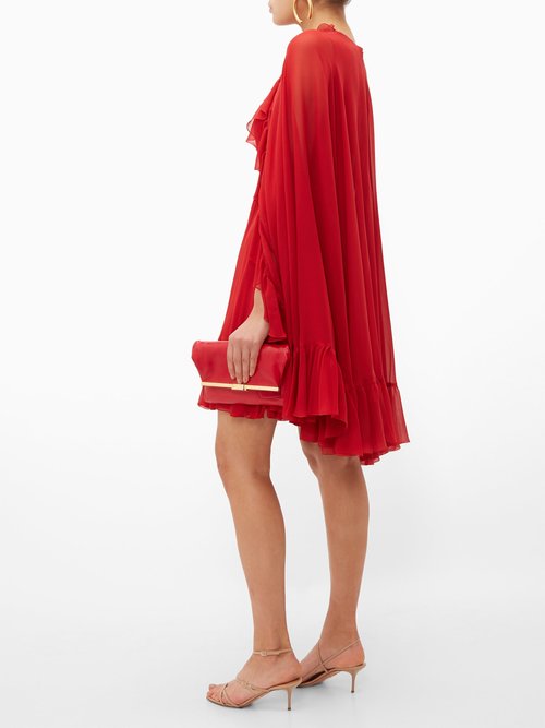 Giambattista Valli Ruffled-cape Silk-chiffon Mini Dress Red - 70% Off Sale