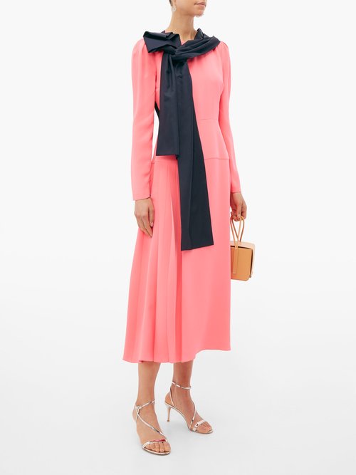 Roksanda Marira Tie-neck Silk Midi Dress Pink - 70% Off Sale