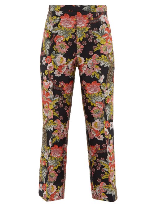 Andrew Gn Kick-Flare Floral-Brocade Trousers In Black Multi | ModeSens