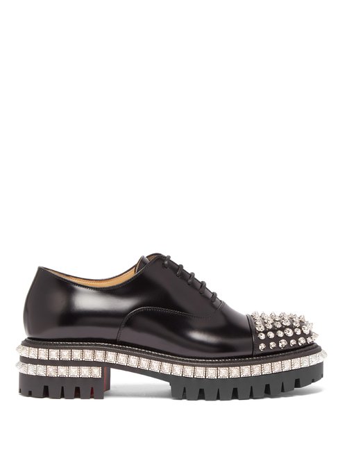 Christian Louboutin - Kings Road Studded Leather Oxford Shoes Black