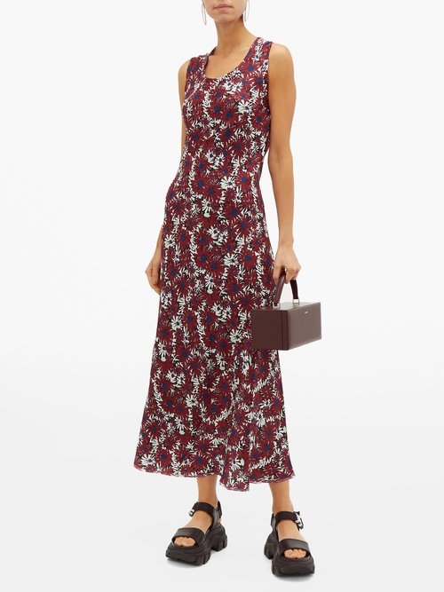 Colville Floral-print Silk Maxi Dress Burgundy Multi - 70% Off Sale
