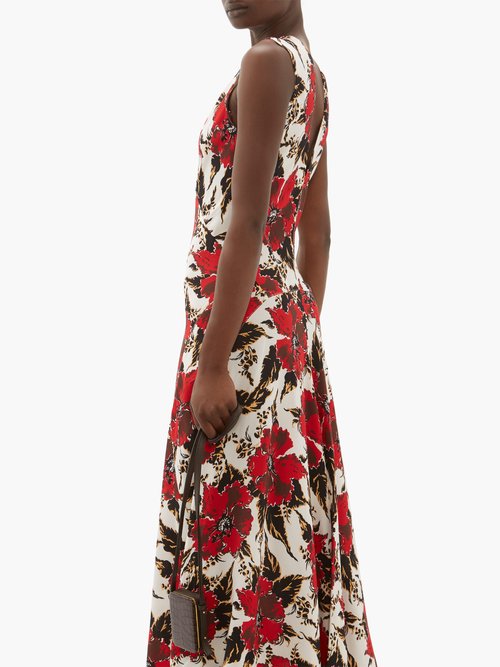 Colville Floral-print Panelled Crepe Maxi Dress Red Print - 70% Off Sale