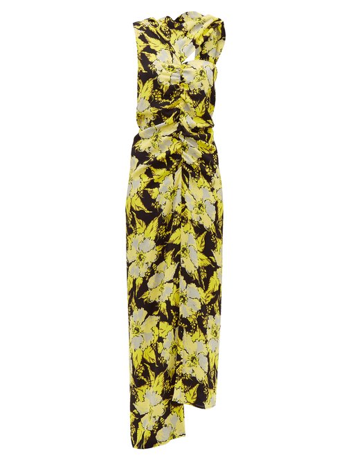 Colville - One-shoulder Floral-print Crepe Maxi Dress Yellow Print