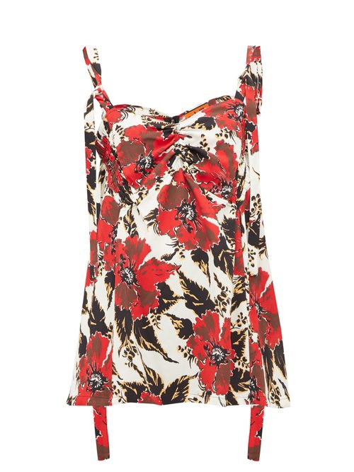Buy Colville - Shirred Floral-print Crepe Camisole Red online - shop best Colville 