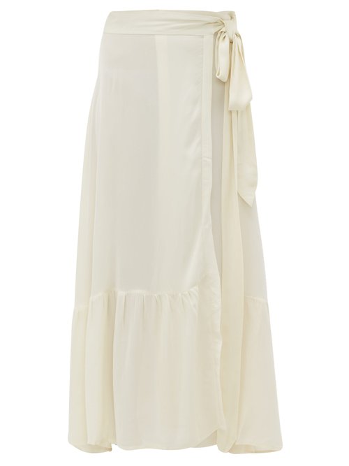 Chufy Palm Crepe Wrap Maxi Skirt In White | ModeSens