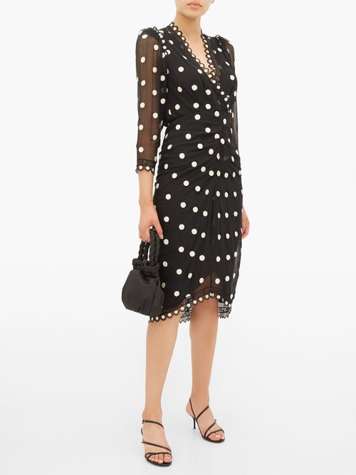 Rebecca Taylor Polka-dot Silk-chiffon Midi Dress Black Multi - 70% Off Sale