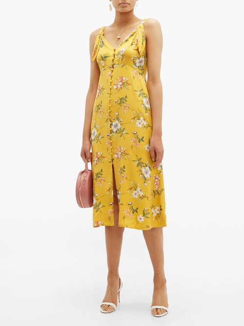 Rebecca Taylor Lita Floral-print Silk-blend Dress Yellow Multi - 70% Off Sale