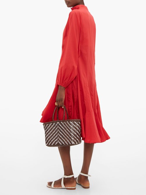 Rhode Adeline Flounced-hem Cotton-voile Dress Red - 70% Off Sale