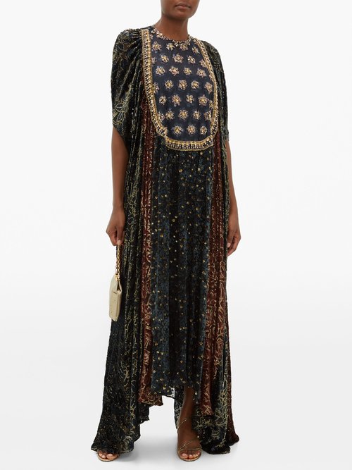 Buy Biyan Ismarella Crystal-embellished Devoré-velvet Gown Black online - shop best Biyan clothing sales
