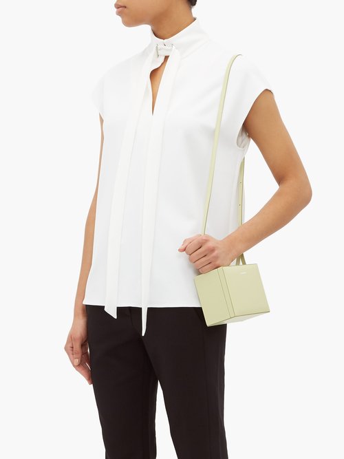 Tibi Tied High-neck Crepe Top White - 70% Off Sale