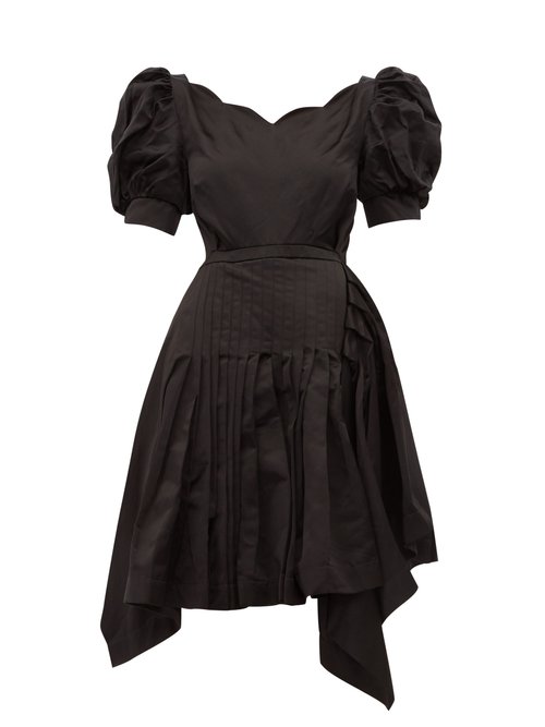Preen By Thornton Bregazzi - Felixa Scalloped Silk-charmeuse Dress Black