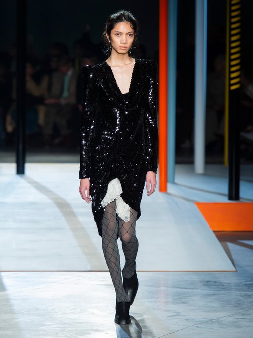 Preen By Thornton Bregazzi Karin Cowl-neck Sequinned Dress Black - 70% Off Sale