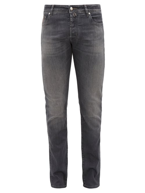 Jacob Cohen Mid-Rise Slim-Fit Cotton-Blend Jeans In Grey | ModeSens
