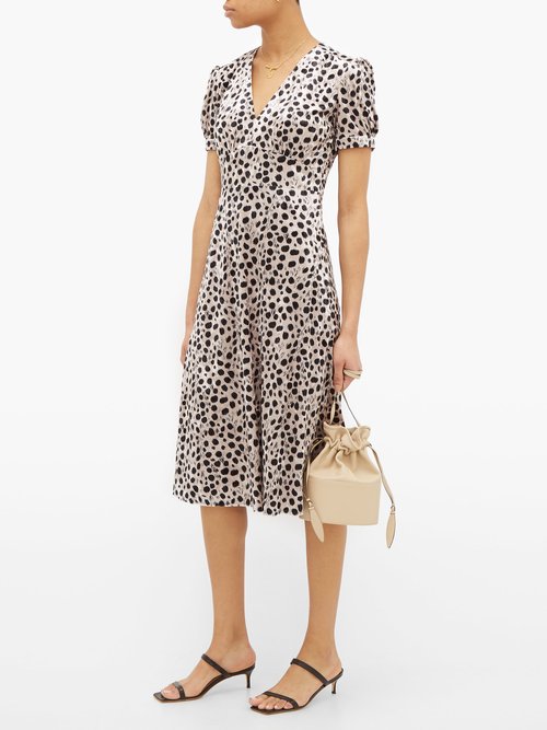 HVN Paula Leopard-print Velvet Midi Dress Leopard - 70% Off Sale