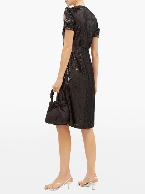 HVN Paula V-neck Sequinned Dress Black - 70% Off Sale