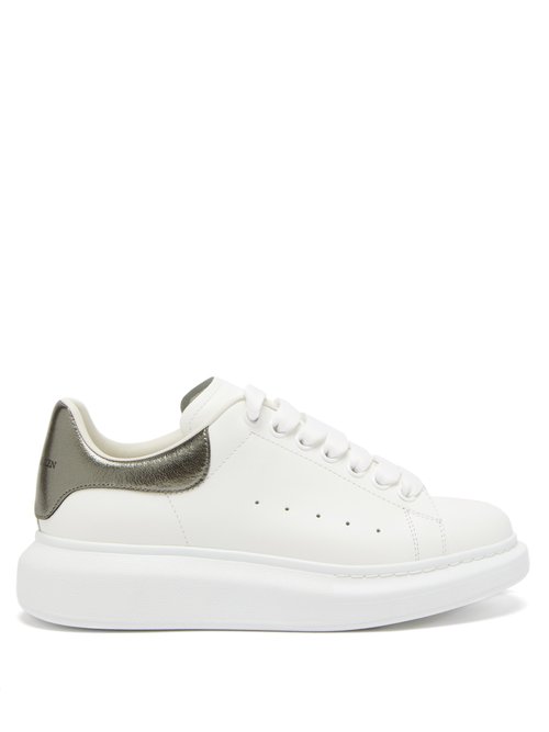 Alexander Mcqueen - Oversized Raised-sole Leather Trainers White Silver