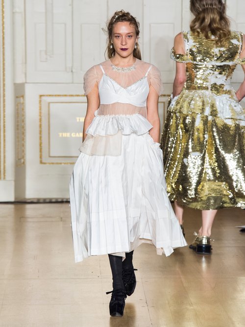 Simone Rocha Beaded Taffeta, Lace And Tulle Midi Dress Ivory Multi - 70% Off Sale