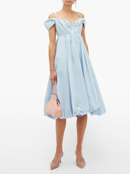 Simone Rocha Ruffled Taffeta Midi Dress Blue - 70% Off Sale