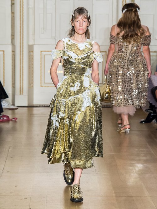 Simone Rocha Sequinned Midi Dress Gold - 70% Off Sale