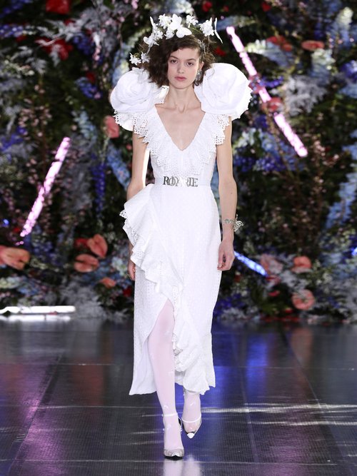 Rodarte Exaggerated-shoulder Broderie-anglaise Cotton Gown White - 70% Off Sale