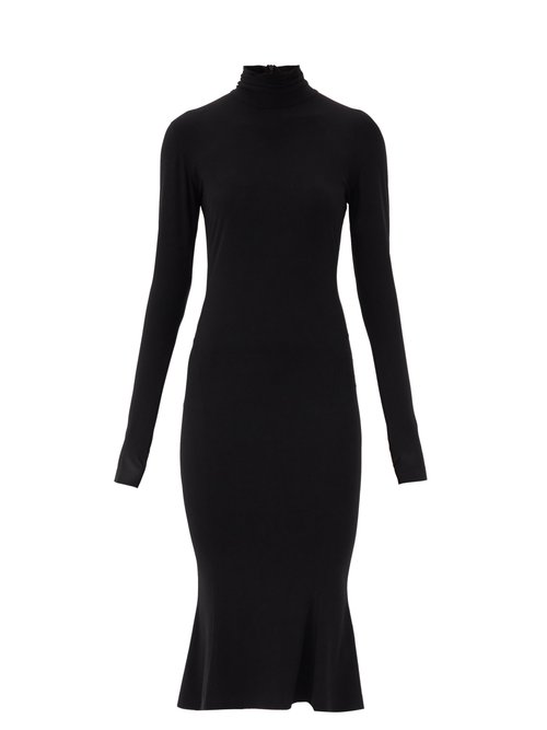 Norma Kamali – Roll-neck Stretch-jersey Midi Dress Black