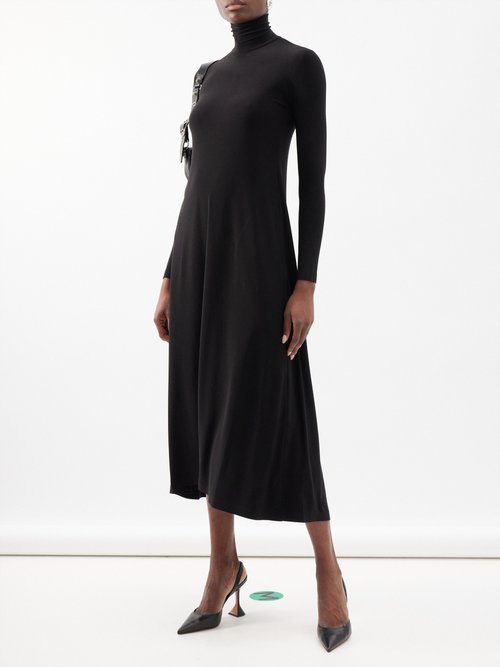 Norma Kamali - Roll-neck A-line Jersey Dress Black