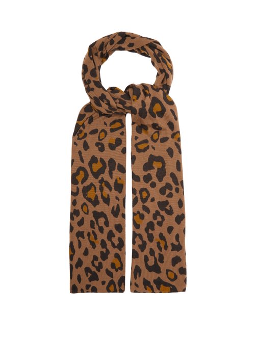 Allude Leopard-Print Wool Scarf In Brown | ModeSens