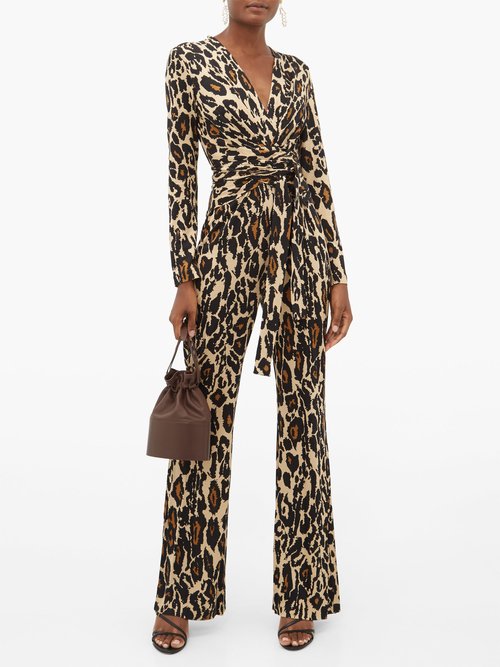 Diane Von Furstenberg Melinda Leopard-print Silk-jersey Jumpsuit Animal