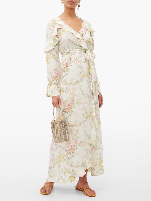 D'Ascoli Bedford-print Silk Crepe De Chine Dress Yellow - 70% Off Sale