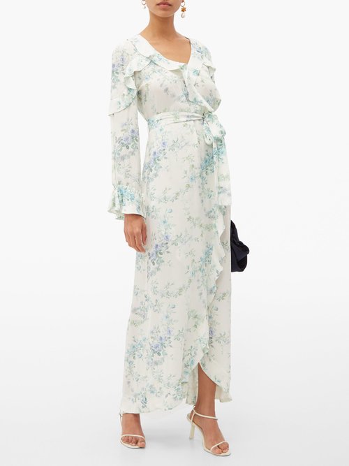 D'Ascoli Bedford Floral-print Silk Dress Blue - 70% Off Sale