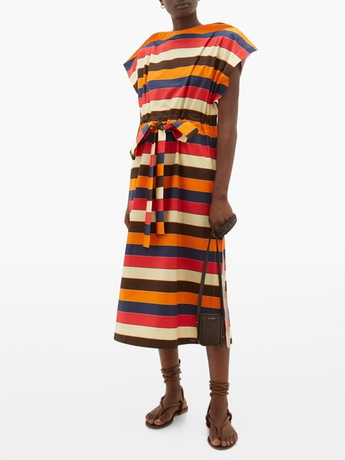 Colville Striped Drawstring-waist Cotton-poplin Dress Multi - 70% Off Sale