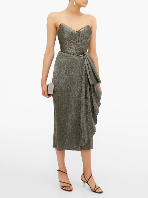 Maria Lucia Hohan Marie Sweetheart-neckline Metallic Dress Dark Grey - 70% Off Sale