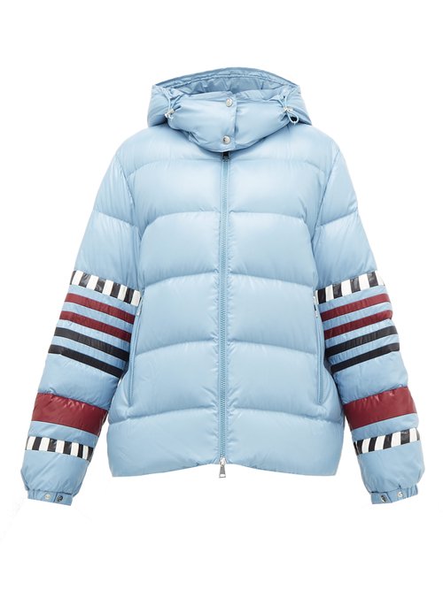 1 Moncler Pierpaolo Piccioli - Anna Striped Quilted Down Jacket - Womens - Blue Multi