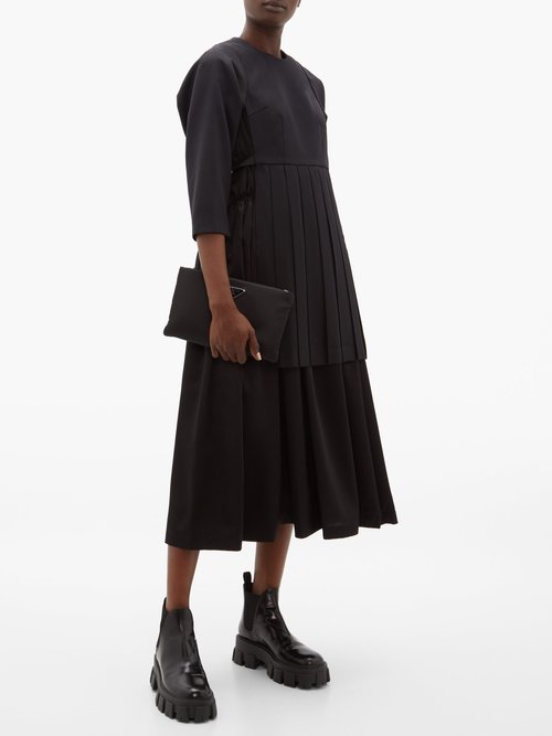 Noir Kei Ninomiya Pleated Wool-twill Dress Black - 70% Off Sale