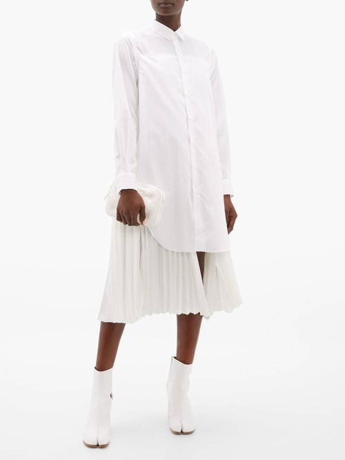 Noir Kei Ninomiya Pleated-back Cotton Shirt Dress White - 70% Off Sale