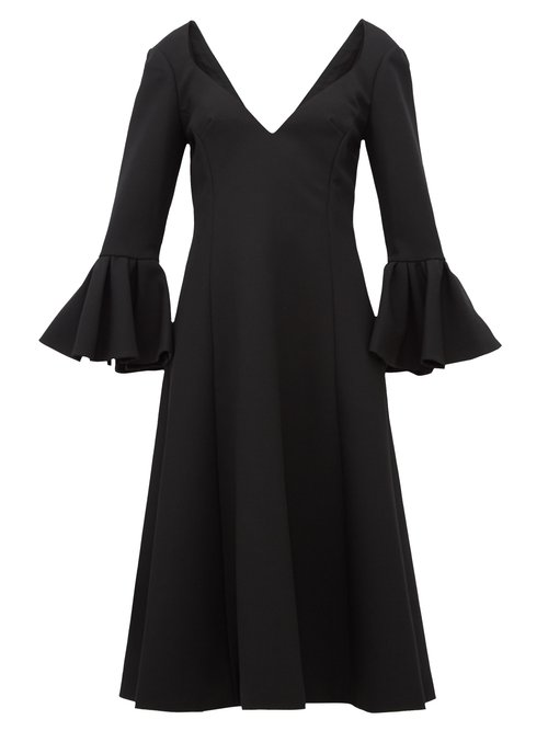 Marc Jacobs Runway – Bell-cuff Wool-crepe Midi Dress Black