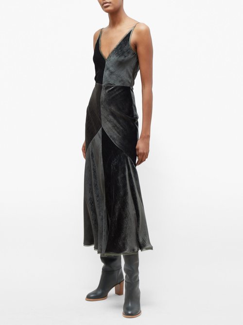 Gabriela Hearst Bridget Silk-velvet Midi Dress Khaki - 70% Off Sale