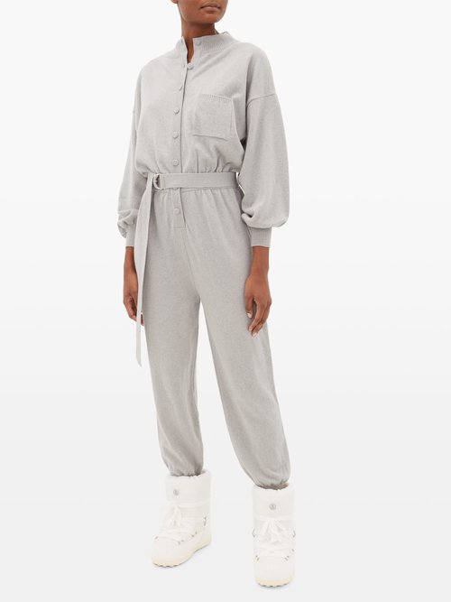 Cordova Belted Wool-blend Jumpsuit Grey