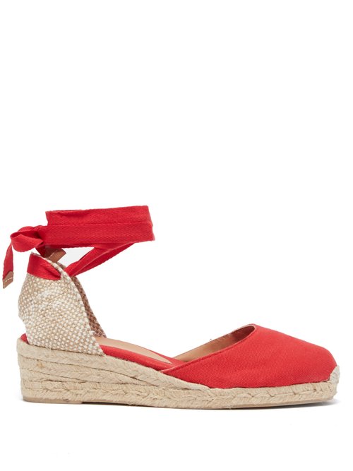 Castañer - Carina 30 Canvas And Jute Espadrille Wedges Red