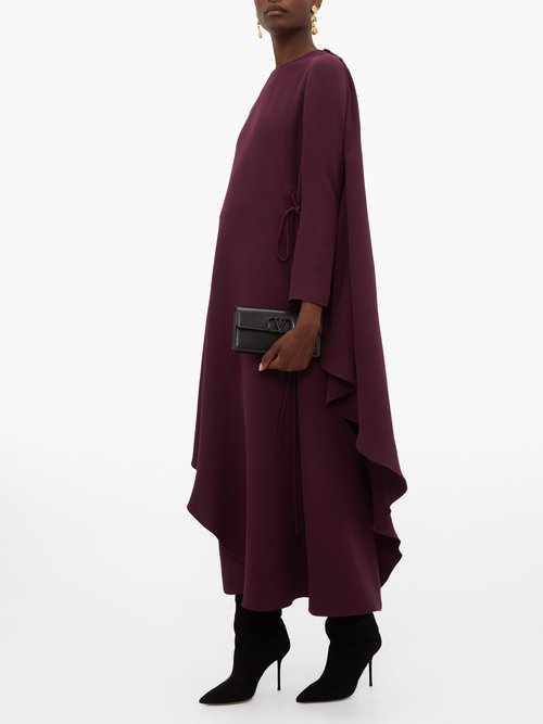 Valentino Cape-back Silk-crepe Dress Purple - 50% Off Sale