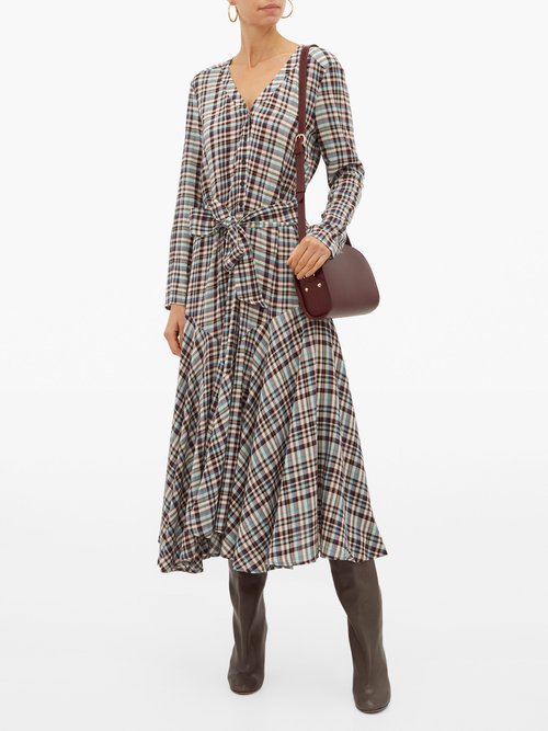 Buy Apiece Apart Pacifica Belted Checked Dress Multi online - shop best Apiece Apart clothing sales