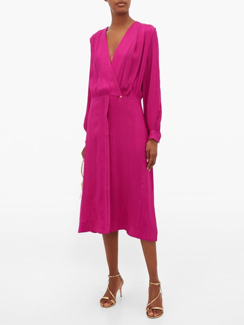 Zeus + Dione Rania Silk-blend Crepe Wrap Dress Pink - 70% Off Sale