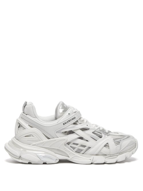 Balenciaga Track.2 Leather Trimmed Nylon, Mesh and