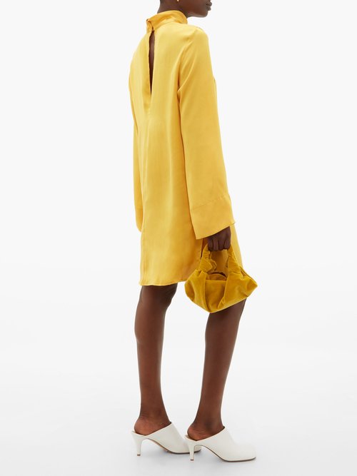 Worme Roll-neck Silk Mini Dress Yellow - 70% Off Sale