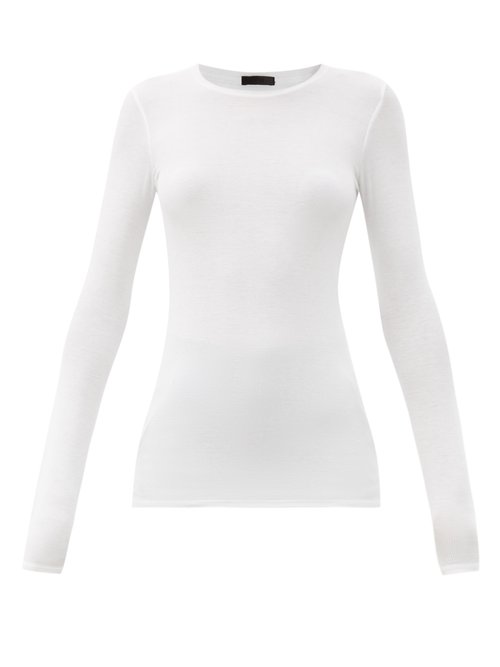ATM - Ribbed Long-sleeved Micromodal T-shirt White