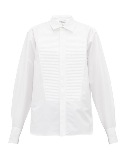 Bottega Veneta - Ribbed-bib Cotton-poplin Shirt White