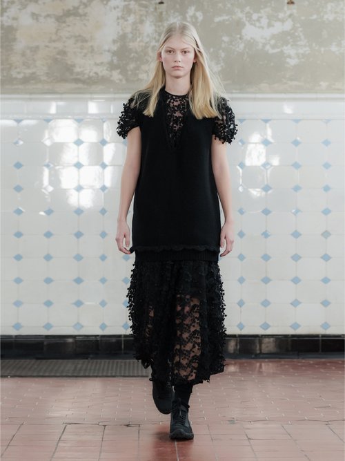 Cecilie Bahnsen Tia Floral-appliqué Tulle Midi Dress Black - 70% Off Sale