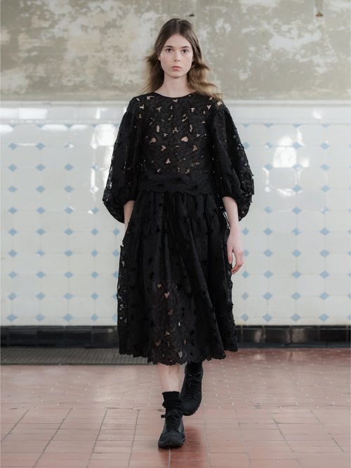 Cecilie Bahnsen Agnes Floral-embroidered Silk-blend Organza Blouse Black - 70% Off Sale