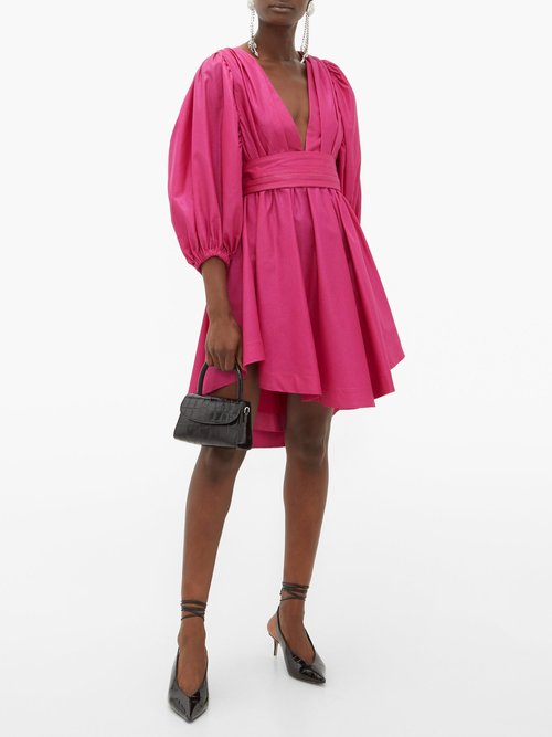 MSGM Balloon-sleeve Glitter-taffeta Mini Dress Pink - 70% Off Sale