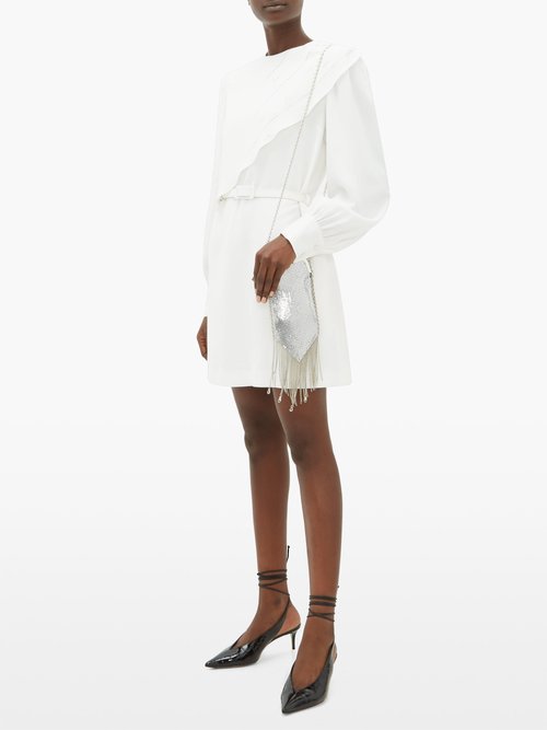 MSGM Crystal-embellished Waterfall-panel Crepe Dress Ivory - 70% Off Sale